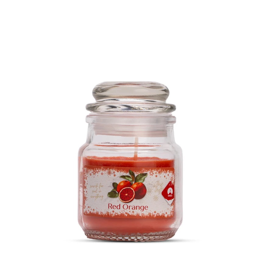 Dišeča sveča - sveča.si mini jar Red Orange