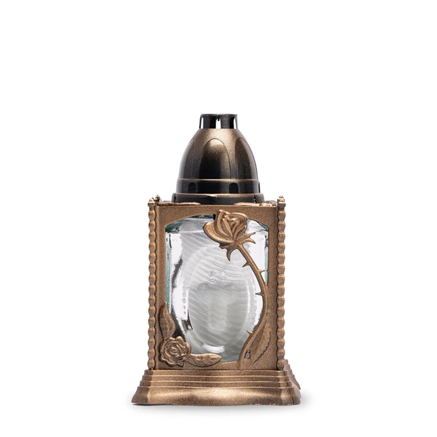 Steklena sveča vrtnica mala zlata