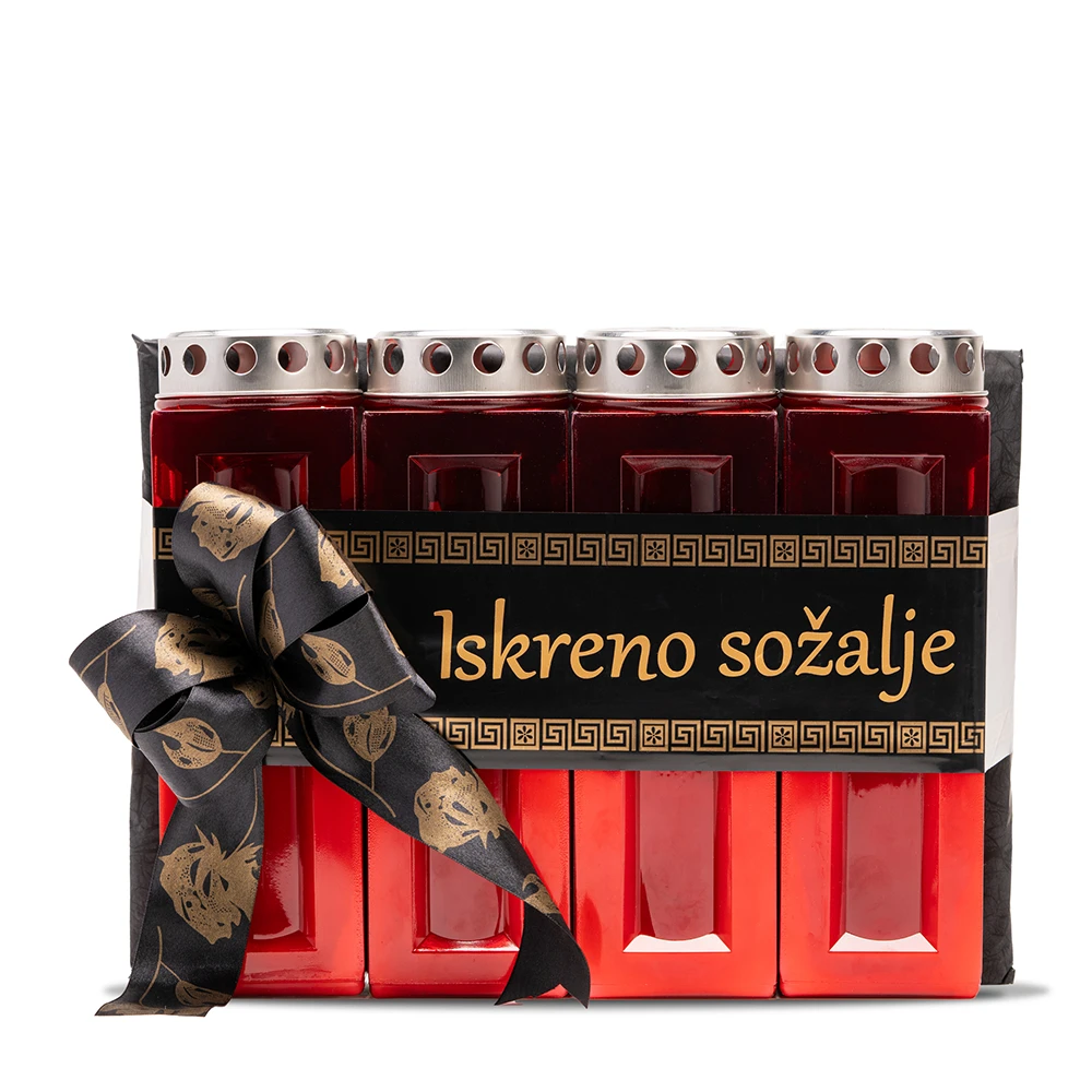 Žalni paket nagrobna sveča Kocka maksi z napisom